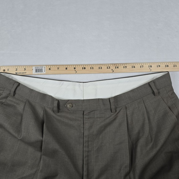 Lauren Ralph Lauren Pants‎ Mens 42x32 Brown Pleated Cuffed Straight Dress - Picture 3 of 6